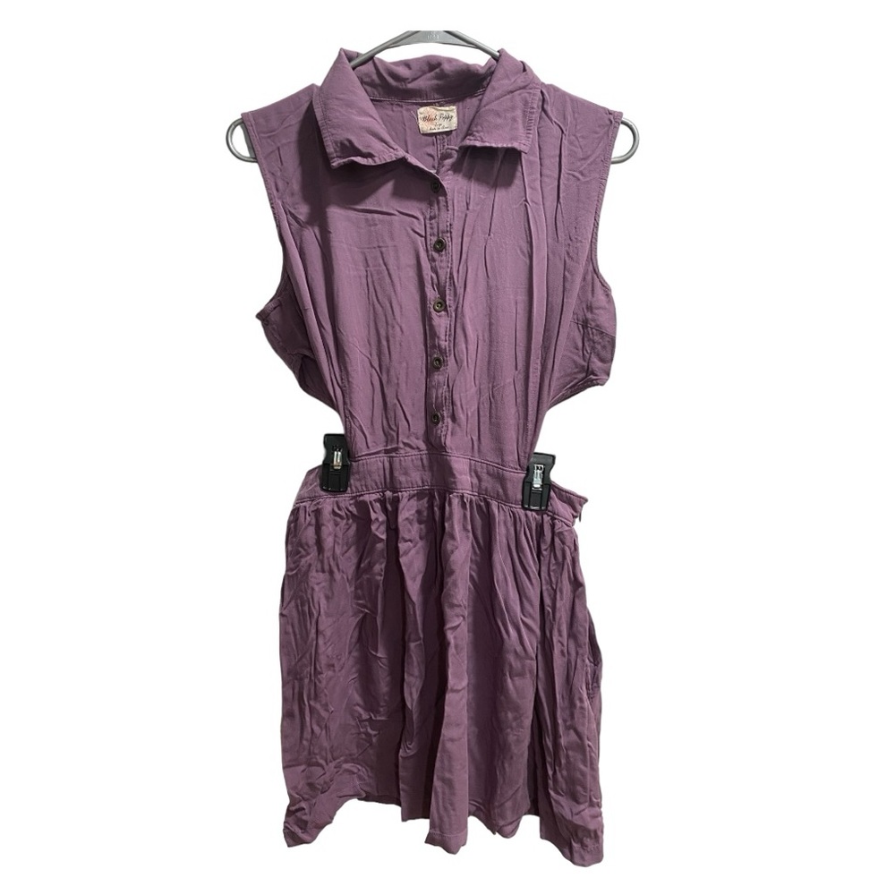 Urban Outfitters/ Black Poppy Purple Collared Cutout Dress, size Large‎